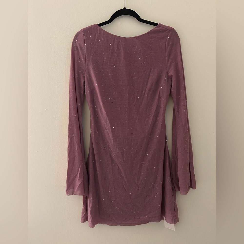 Sparkly low back mini dress purple size Large NWT